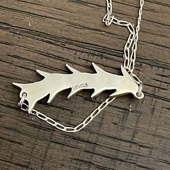 Howlite Chevron Necklace set in Sterling Silver and Sterling Silver Chain - Picture 5 of 5